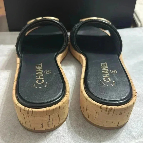 Chanel Tweed Cork CC Mule Sandal - Picture 4 of 7